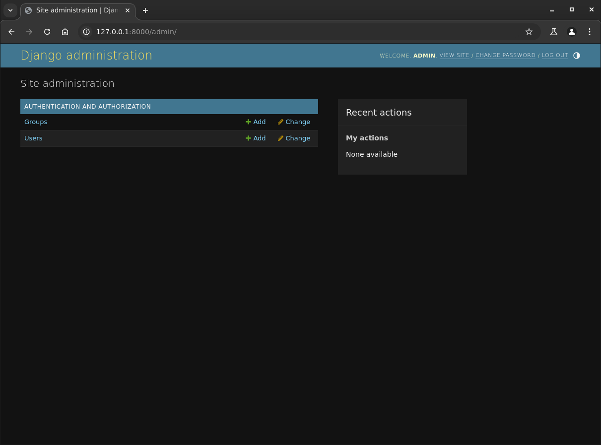 Django administration dashboard